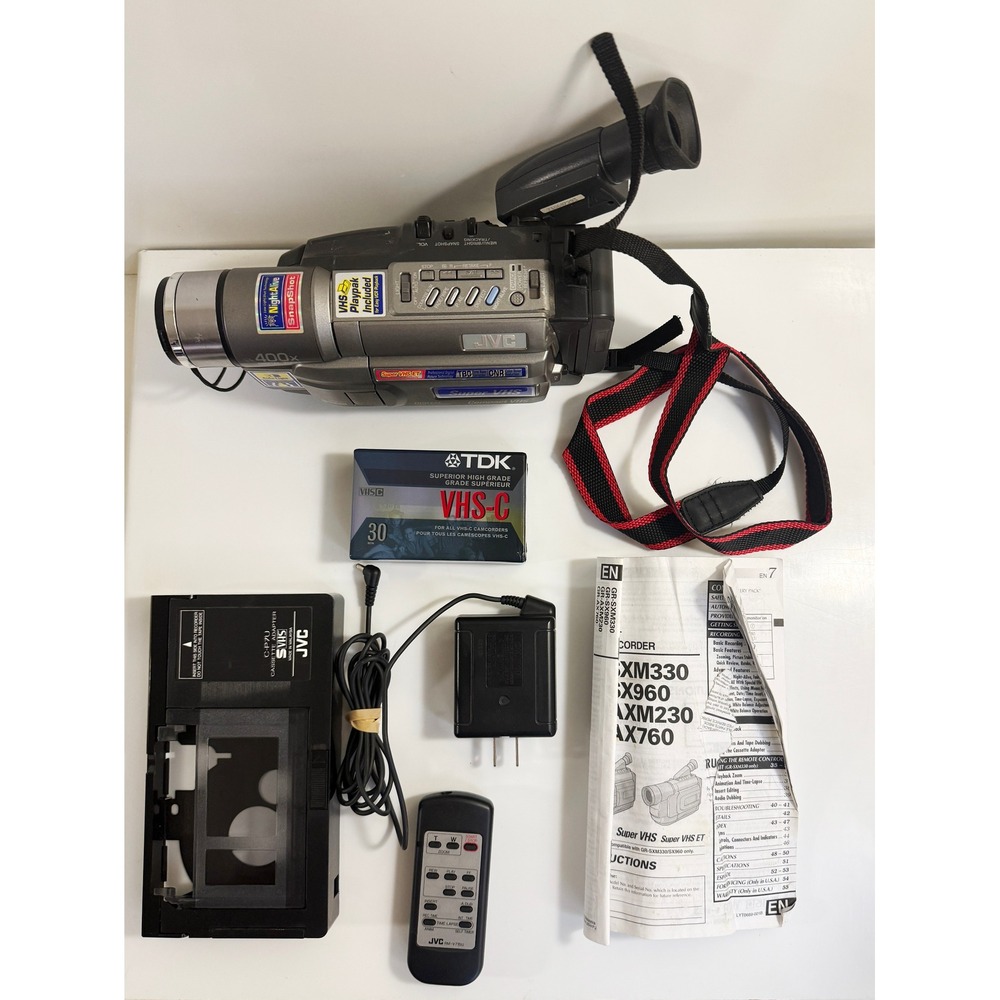 JVC Camcorder Gray GR-SXM330 Super VHS-C Bundle with Adapter Remote